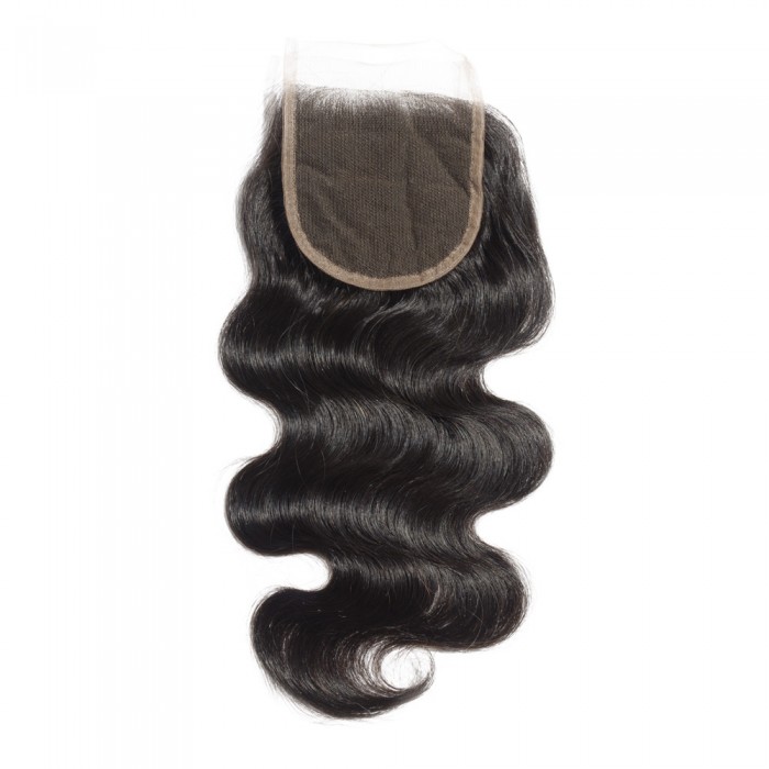 18 Inch 4" x 4" Body Wavy Free Parted Lace Closure #1B Black