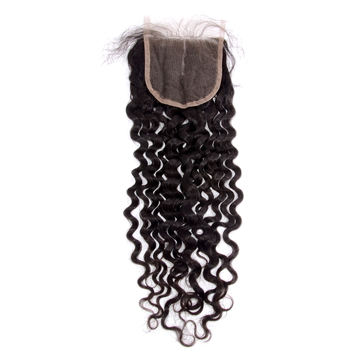 10 Inch 4" x 4" Italy Curly Free Parted Lace Closure #1B Black