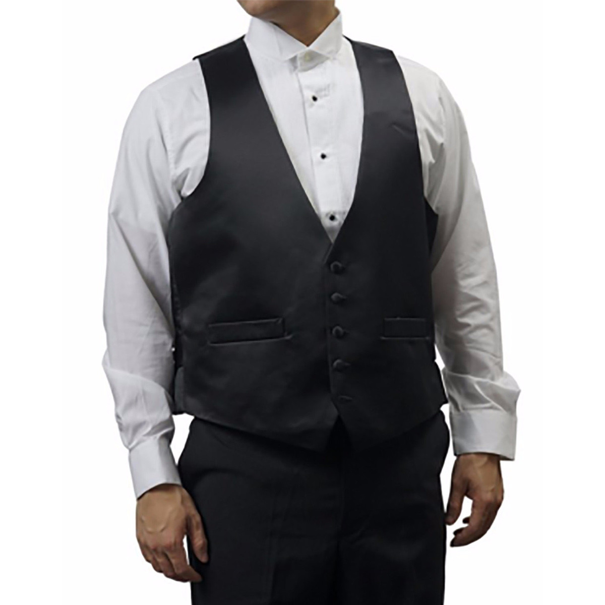 Men's Black 100% Wool Tuxedo Vest